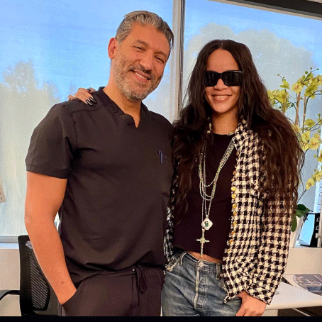 Dr. Soroudi with Rihanna Smiling